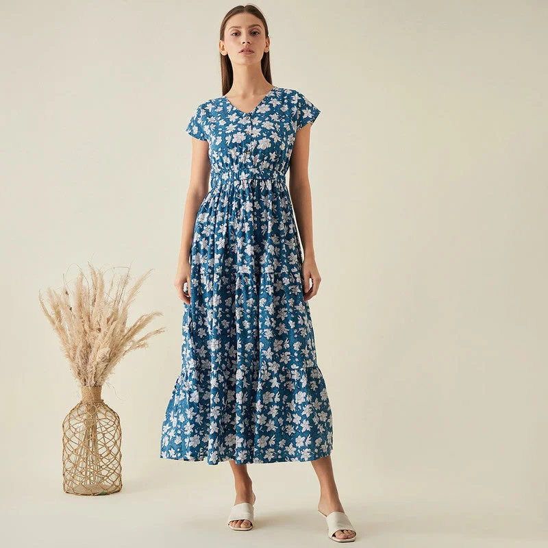 Organic Cotton Maxi Dress | Blue