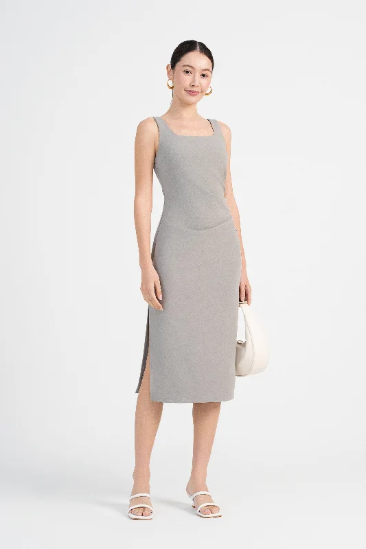 Nicole Square Neck Bodycon Dress in Gainsboro Grey